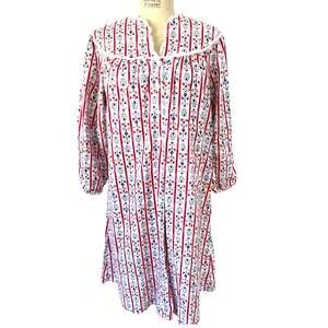 Lanz of Salzburg Short Tyrolean Cotton Flannel Nightgown in Red Size Medium